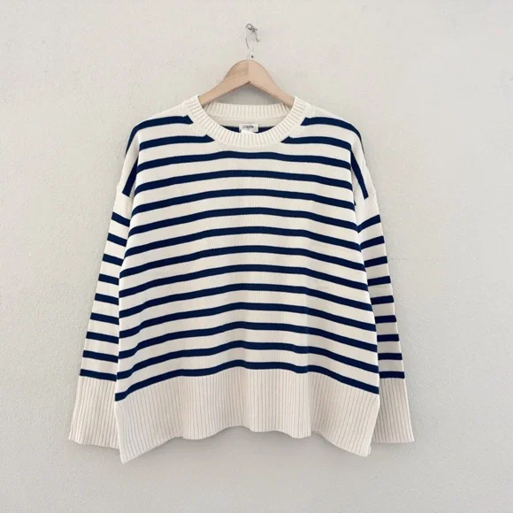 NWT J. Crew Striped Cotton Sweater Pullover Crew Classic Fisherman Nautical XL - Picture 4 of 13